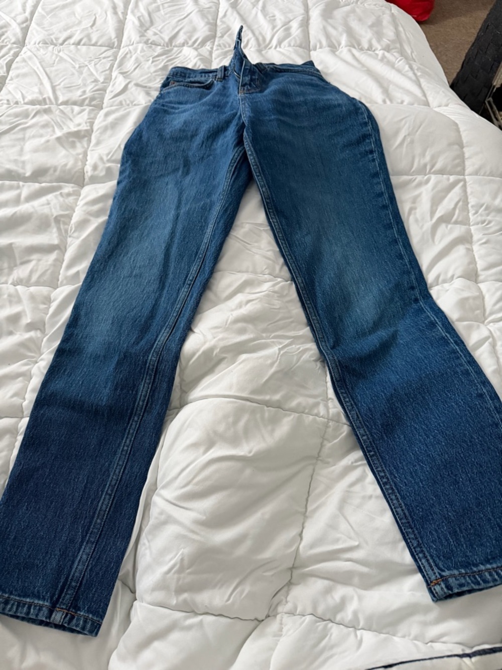 Mango Straight Leg Jeans in Dark Blue Denim
